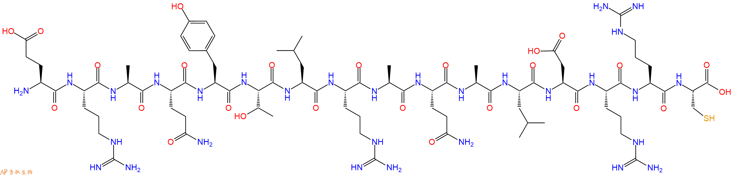 专肽生物产品H2N-Glu-Arg-Ala-Gln-Tyr-Thr-Leu-Arg-Ala-Gln-Ala-Leu-Asp-Arg-Arg-Cys-OH