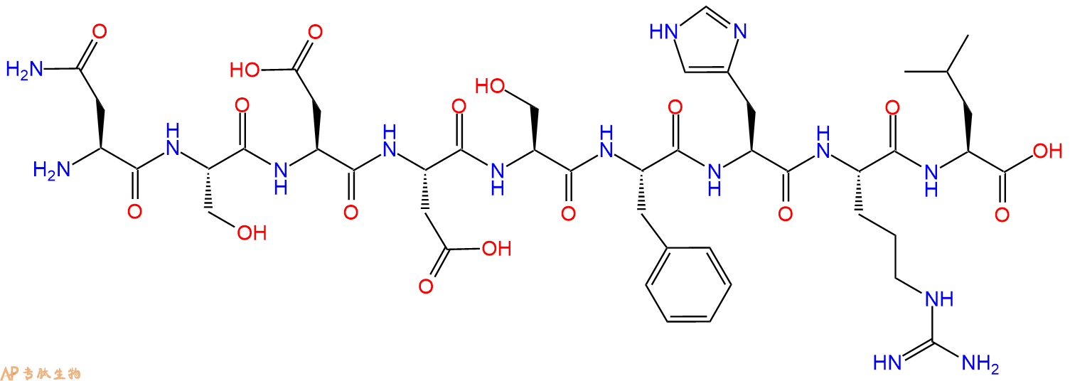专肽生物产品H2N-Asn-Ser-Asp-Asp-Ser-Phe-His-Arg-Leu-OH