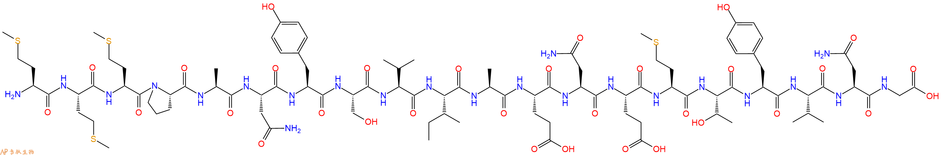 专肽生物产品H2N-Met-Met-Met-Pro-Ala-Asn-Tyr-Ser-Val-Ile-Ala-Glu-Asn-Glu-Met-Thr-Tyr-Val-Asn-Gly-OH