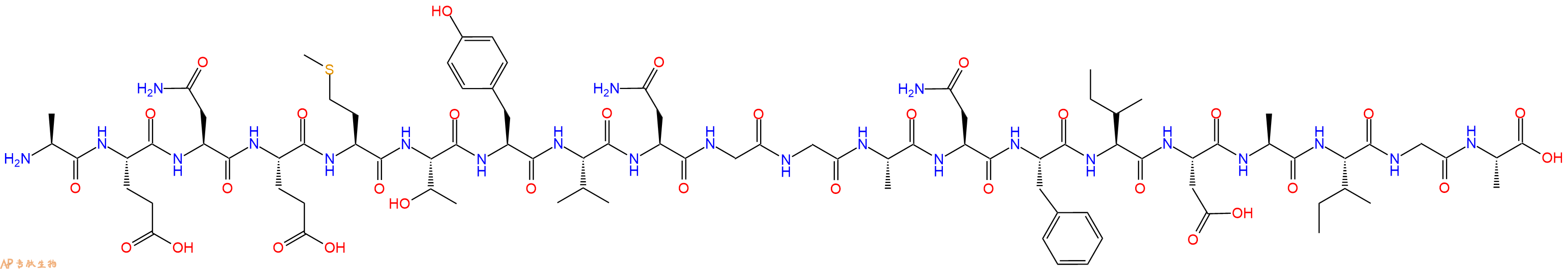 专肽生物产品H2N-Ala-Glu-Asn-Glu-Met-Thr-Tyr-Val-Asn-Gly-Gly-Ala-Asn-Phe-Ile-Asp-Ala-Ile-Gly-Ala-OH