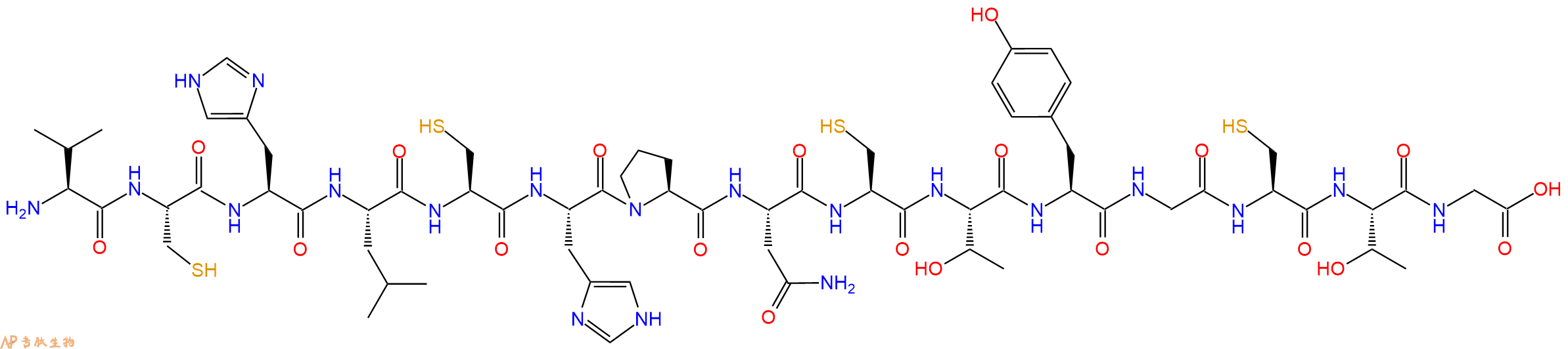 专肽生物产品H2N-Val-Cys-His-Leu-Cys-His-Pro-Asn-Cys-Thr-Tyr-Gly-Cys-Thr-Gly-OH