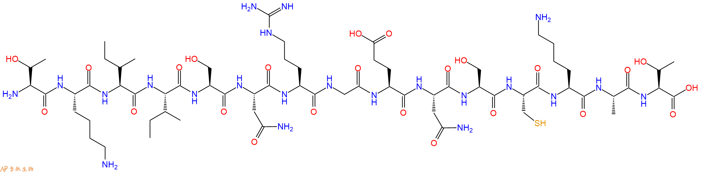 专肽生物产品H2N-Thr-Lys-Ile-Ile-Ser-Asn-Arg-Gly-Glu-Asn-Ser-Cys-Lys-Ala-Thr-OH
