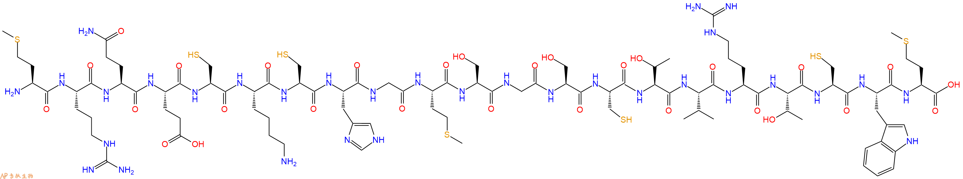 专肽生物产品H2N-Met-Arg-Gln-Glu-Cys-Lys-Cys-His-Gly-Met-Ser-Gly-Ser-Cys-Thr-Val-Arg-Thr-Cys-Trp-Met-OH