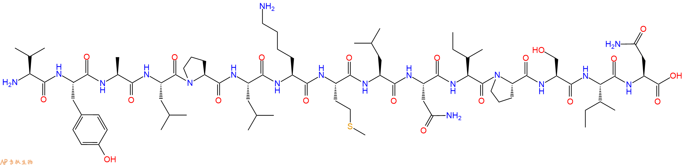 专肽生物产品H2N-Val-Tyr-Ala-Leu-Pro-Leu-Lys-Met-Leu-Asn-Ile-Pro-Ser-Ile-Asn-OH