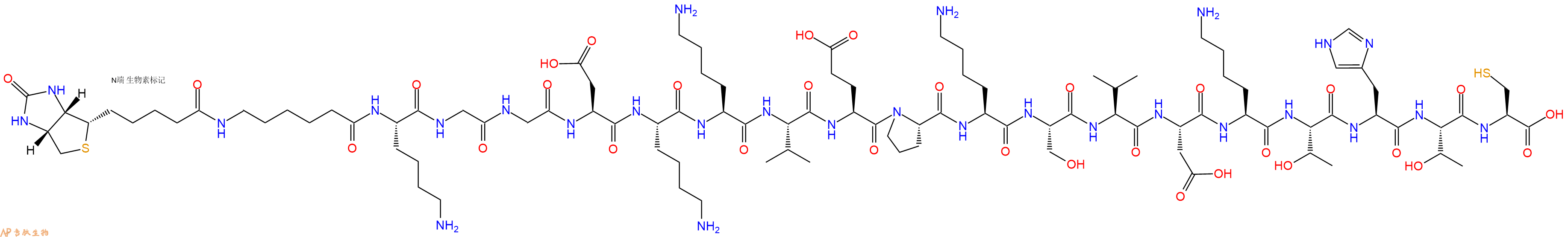 专肽生物产品Biotinyl-Ahx-Lys-Gly-Gly-Asp-Lys-Lys-Val-Glu-Pro-Lys-Ser-Val-Asp-Lys-Thr-His-Thr-Cys-OH