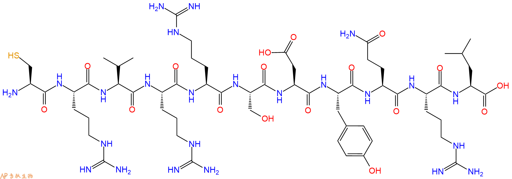 专肽生物产品H2N-Cys-Arg-Val-Arg-Arg-Ser-Asp-Tyr-Gln-Arg-Leu-OH
