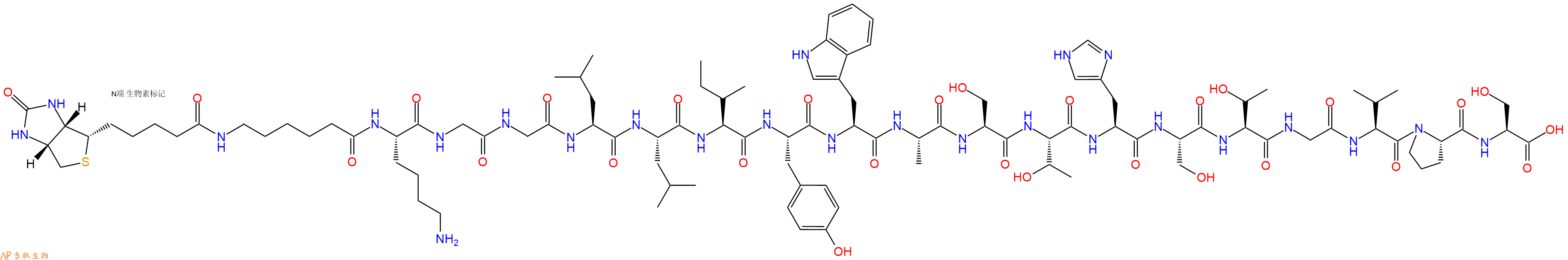 专肽生物产品Biotinyl-Ahx-Lys-Gly-Gly-Leu-Leu-Ile-Tyr-Trp-Ala-Ser-Thr-His-Ser-Thr-Gly-Val-Pro-Ser-OH