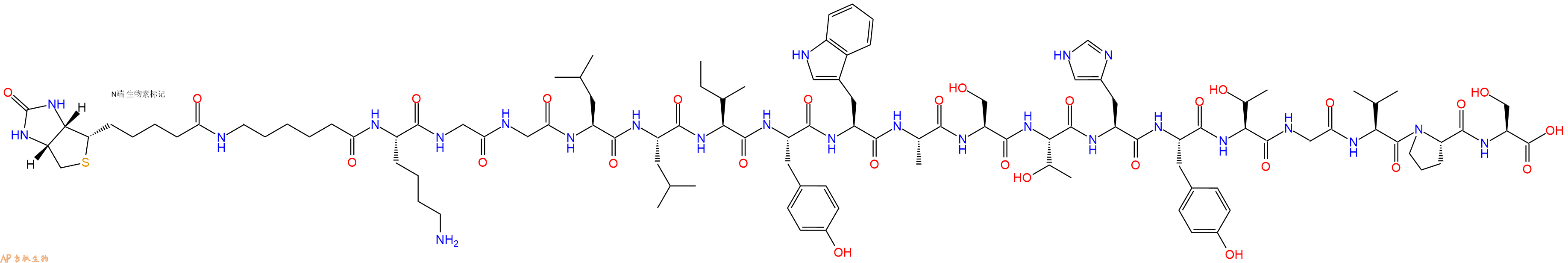 专肽生物产品Biotinyl-Ahx-Lys-Gly-Gly-Leu-Leu-Ile-Tyr-Trp-Ala-Ser-Thr-His-Tyr-Thr-Gly-Val-Pro-Ser-OH