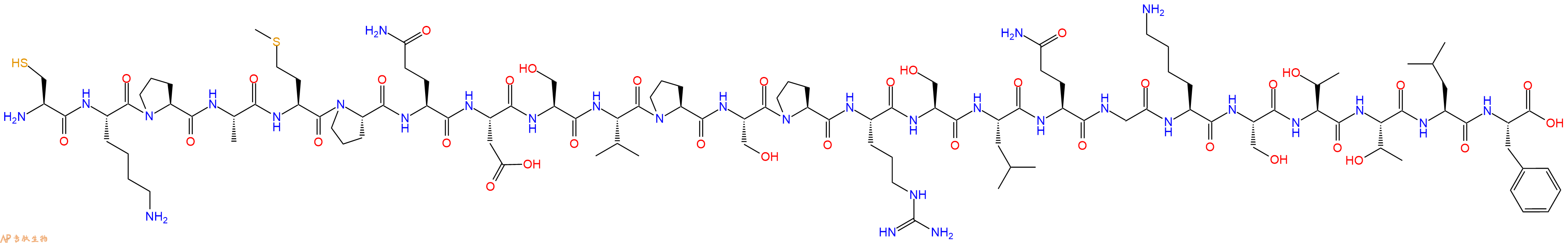 专肽生物产品H2N-Cys-Lys-Pro-Ala-Met-Pro-Gln-Asp-Ser-Val-Pro-Ser-Pro-Arg-Ser-Leu-Gln-Gly-Lys-Ser-Thr-Thr-Leu-Phe-OH