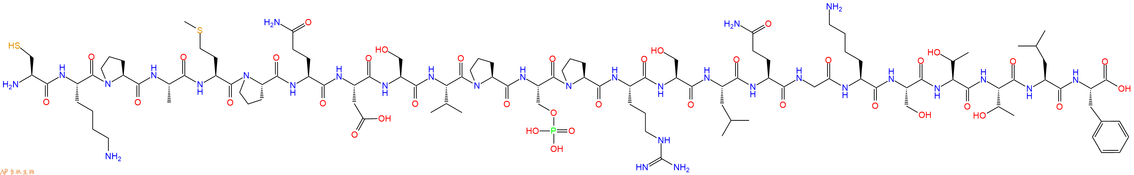 专肽生物产品H2N-Cys-Lys-Pro-Ala-Met-Pro-Gln-Asp-Ser-Val-Pro-Ser(PO3H2)-Pro-Arg-Ser-Leu-Gln-Gly-Lys-Ser-Thr-Thr-Leu-Phe-OH