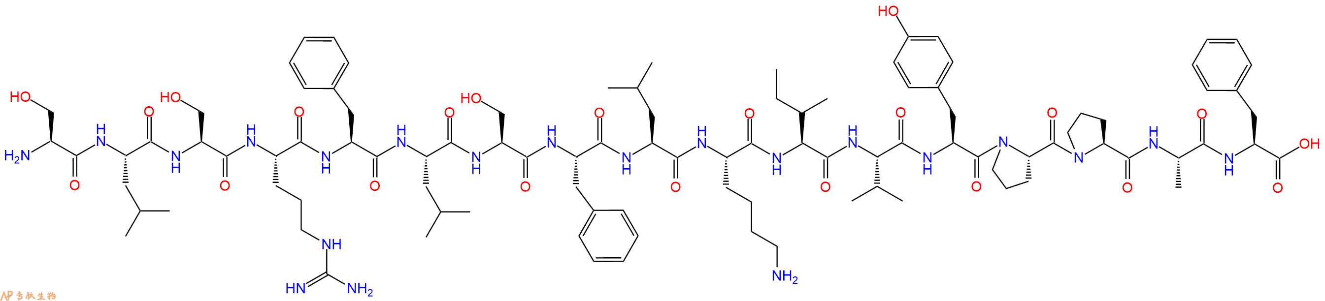 专肽生物产品H2N-Ser-Leu-Ser-Arg-Phe-Leu-Ser-Phe-Leu-Lys-Ile-Val-Tyr-Pro-Pro-Ala-Phe-OH