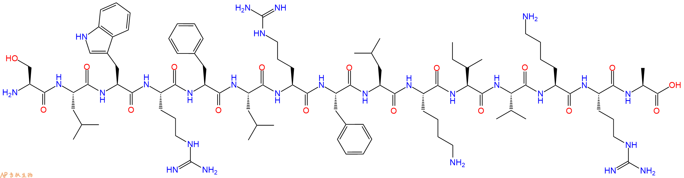 专肽生物产品H2N-Ser-Leu-Trp-Arg-Phe-Leu-Arg-Phe-Leu-Lys-Ile-Val-Lys-Arg-Ala-OH