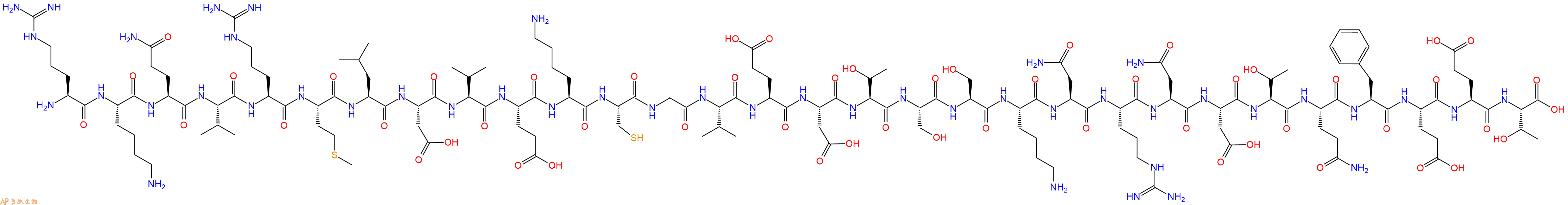 专肽生物产品H2N-Arg-Lys-Gln-Val-Arg-Met-Leu-Asp-Val-Glu-Lys-Cys-Gly-Val-Glu-Asp-Thr-Ser-Ser-Lys-Asn-Arg-Asn-Asp-Thr-Gln-Phe-Glu-Glu-Thr-OH