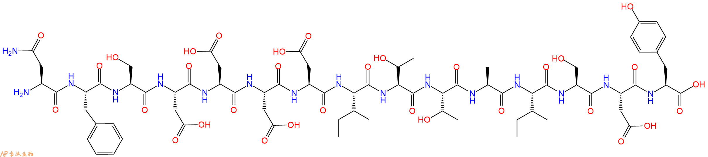 专肽生物产品H2N-Asn-Phe-Ser-Asp-Asp-Asp-Asp-Ile-Thr-Thr-Ala-Ile-Ser-Asp-Tyr-OH
