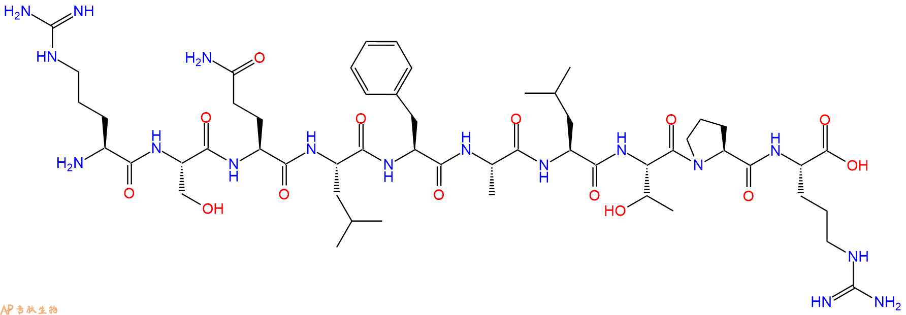专肽生物产品H2N-Arg-Ser-Gln-Leu-Phe-Ala-Leu-Thr-Pro-Arg-OH