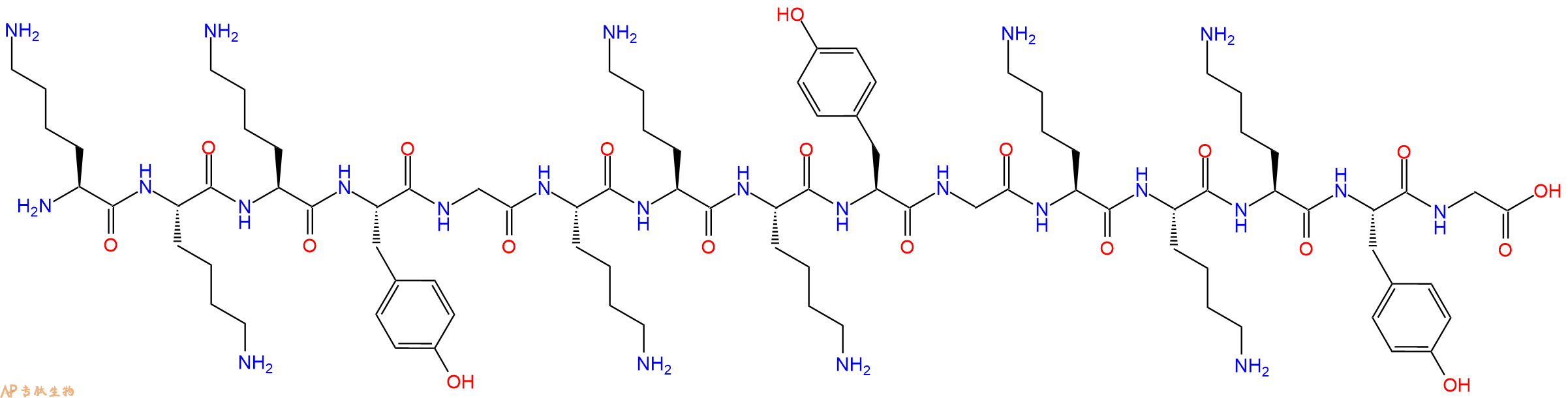 专肽生物产品H2N-Lys-Lys-Lys-Tyr-Gly-Lys-Lys-Lys-Tyr-Gly-Lys-Lys-Lys-Tyr-Gly-OH