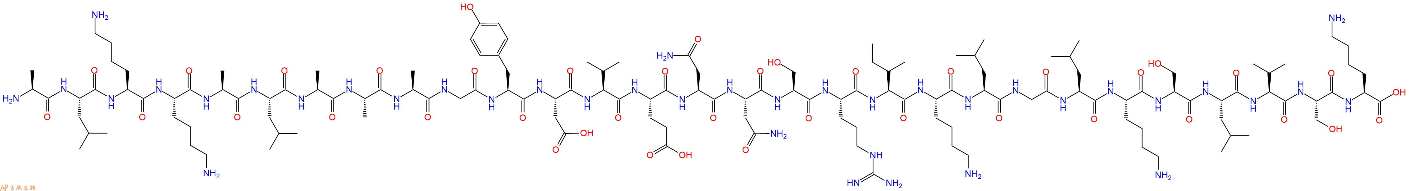 专肽生物产品H2N-Ala-Leu-Lys-Lys-Ala-Leu-Ala-Ala-Ala-Gly-Tyr-Asp-Val-Glu-Asn-Asn-Ser-Arg-Ile-Lys-Leu-Gly-Leu-Lys-Ser-Leu-Val-Ser-Lys-OH