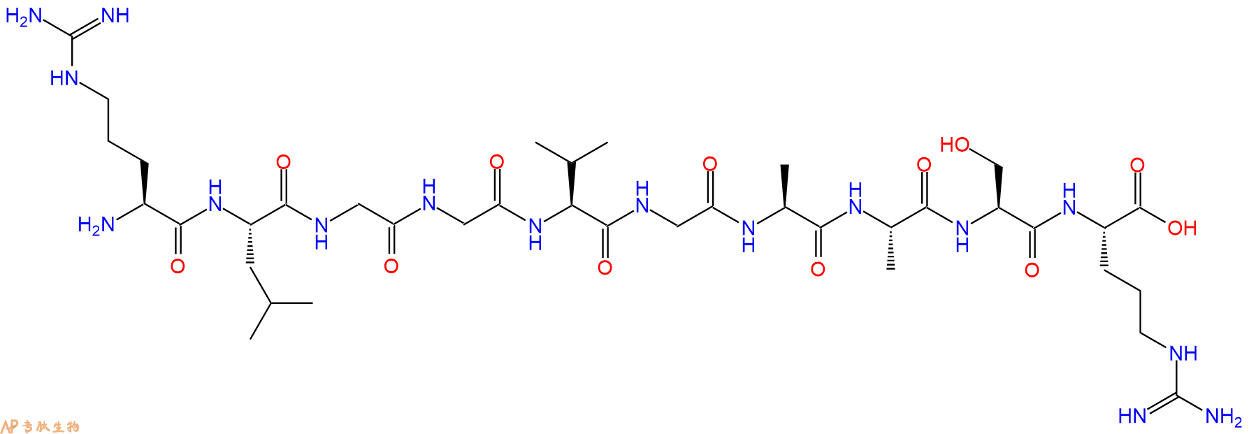 专肽生物产品H2N-Arg-Leu-Gly-Gly-Val-Gly-Ala-Ala-Ser-Arg-OH