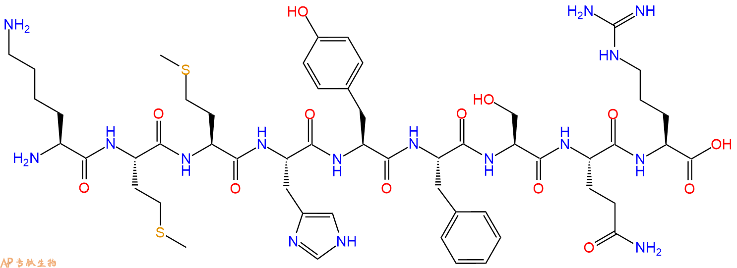 专肽生物产品H2N-Lys-Met-Met-His-Tyr-Phe-Ser-Gln-Arg-OH