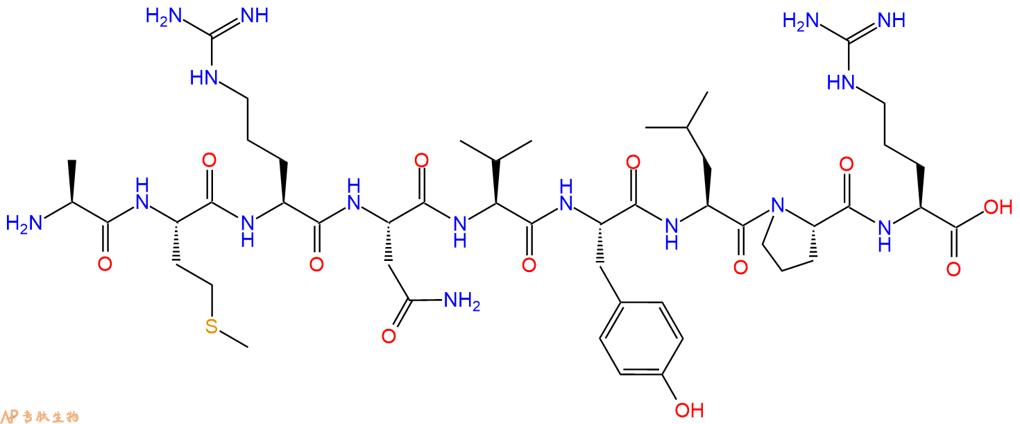 专肽生物产品H2N-Ala-Met-Arg-Asn-Val-Tyr-Leu-Pro-Arg-OH
