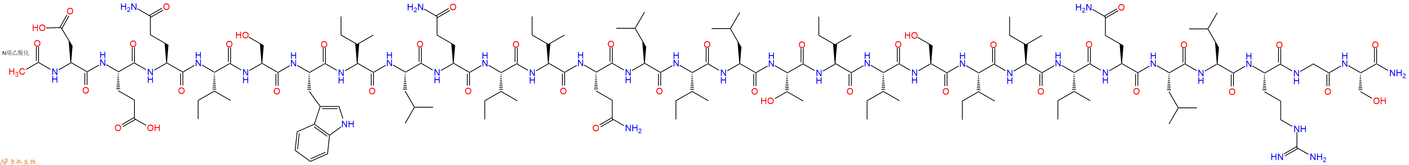 专肽生物产品Ac-Asp-Glu-Gln-Ile-Ser-Trp-Ile-Leu-Gln-Ile-Ile-Gln-Leu-Ile-Leu-Thr-Ile-Ile-Ser-Ile-Ile-Ile-Gln-Leu-Leu-Arg-Gly-Ser-CONH2