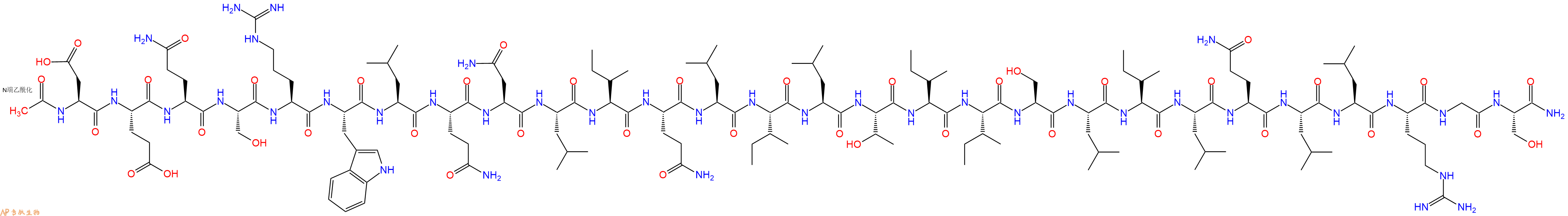 专肽生物产品Ac-Asp-Glu-Gln-Ser-Arg-Trp-Leu-Gln-Asn-Leu-Ile-Gln-Leu-Ile-Leu-Thr-Ile-Ile-Ser-Leu-Ile-Leu-Gln-Leu-Leu-Arg-Gly-Ser-CONH2
