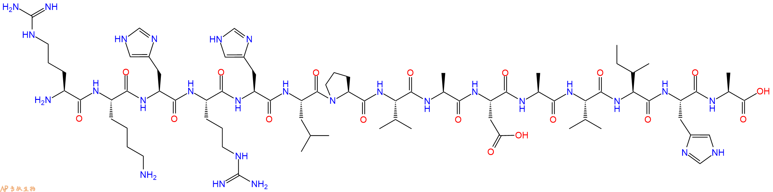专肽生物产品H2N-Arg-Lys-His-Arg-His-Leu-Pro-Val-Ala-Asp-Ala-Val-Ile-His-Ala-OH