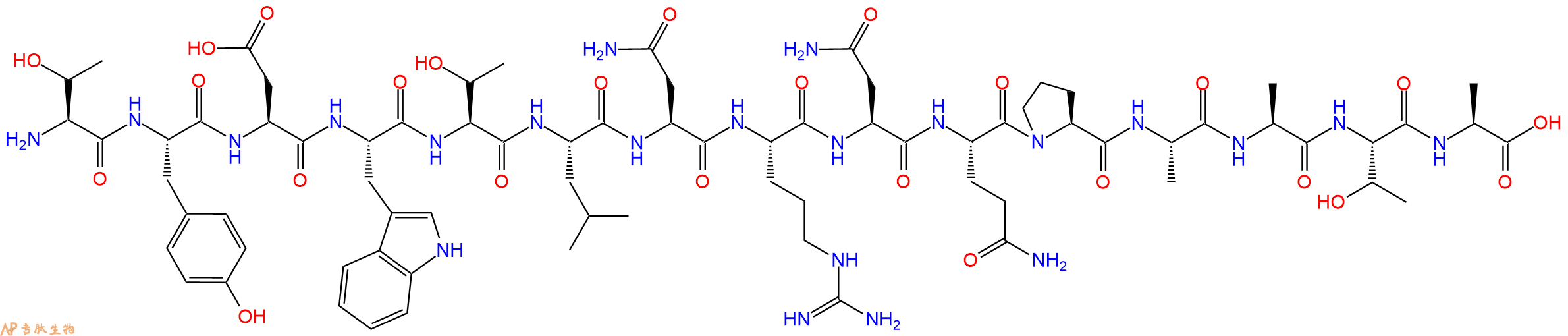 专肽生物产品H2N-Thr-Tyr-Asp-Trp-Thr-Leu-Asn-Arg-Asn-Gln-Pro-Ala-Ala-Thr-Ala-OH