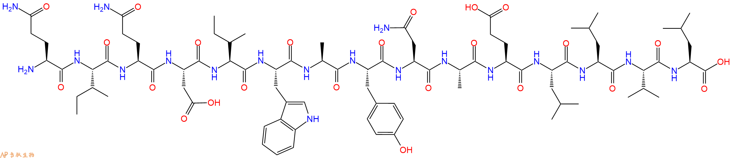 专肽生物产品H2N-Gln-Ile-Gln-Asp-Ile-Trp-Ala-Tyr-Asn-Ala-Glu-Leu-Leu-Val-Leu-OH
