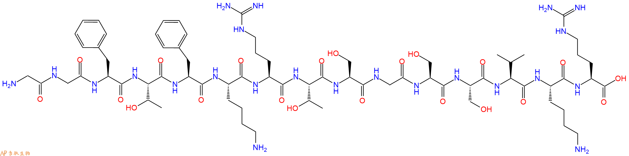 专肽生物产品H2N-Gly-Gly-Phe-Thr-Phe-Lys-Arg-Thr-Ser-Gly-Ser-Ser-Val-Lys-Arg-OH