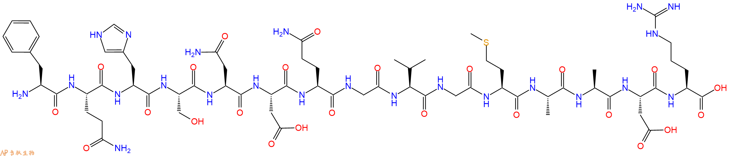 专肽生物产品H2N-Phe-Gln-His-Ser-Asn-Asp-Gln-Gly-Val-Gly-Met-Ala-Ala-Asp-Arg-OH