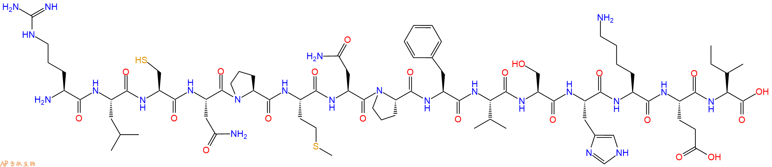 专肽生物产品H2N-Arg-Leu-Cys-Asn-Pro-Met-Asn-Pro-Phe-Val-Ser-His-Lys-Glu-Ile-OH