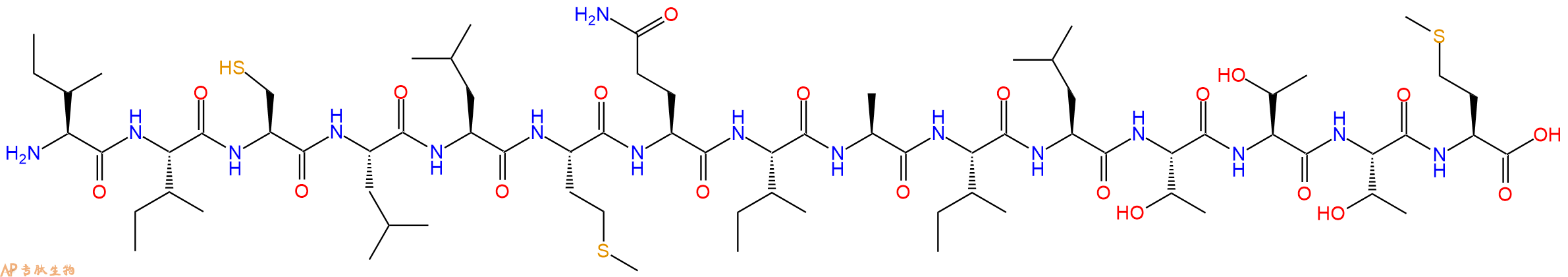 专肽生物产品H2N-Ile-Ile-Cys-Leu-Leu-Met-Gln-Ile-Ala-Ile-Leu-Thr-Thr-Thr-Met-OH