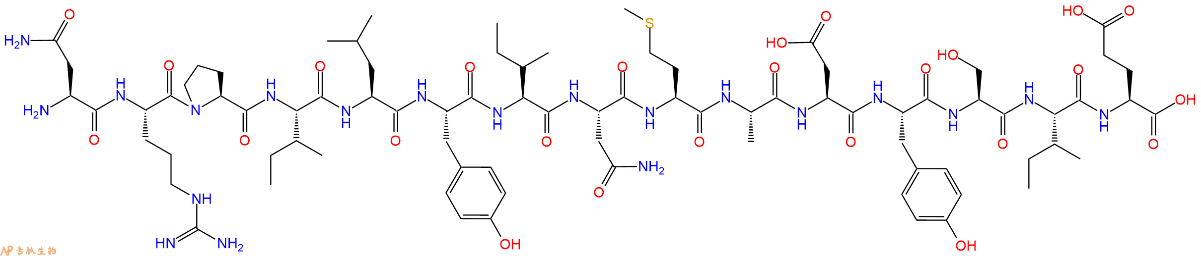 专肽生物产品H2N-Asn-Arg-Pro-Ile-Leu-Tyr-Ile-Asn-Met-Ala-Asp-Tyr-Ser-Ile-Glu-OH