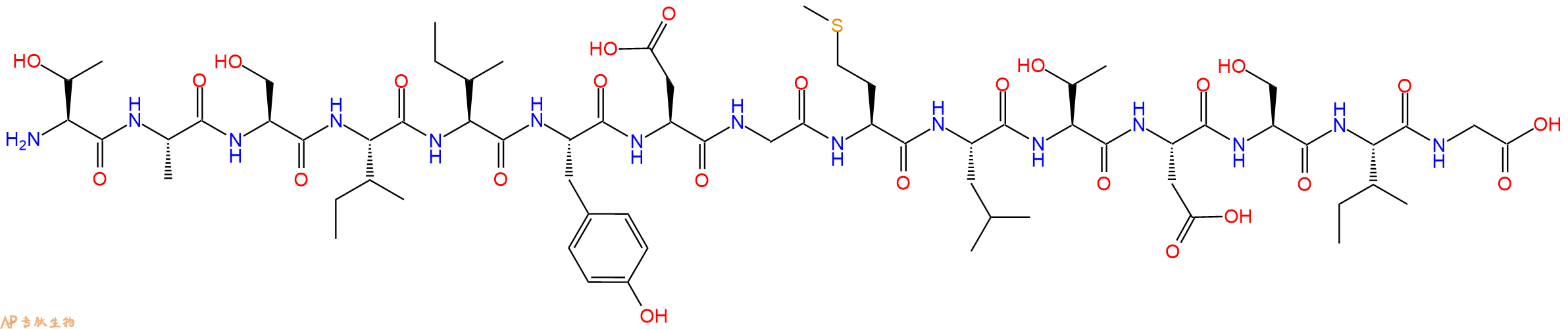 专肽生物产品H2N-Thr-Ala-Ser-Ile-Ile-Tyr-Asp-Gly-Met-Leu-Thr-Asp-Ser-Ile-Gly-OH