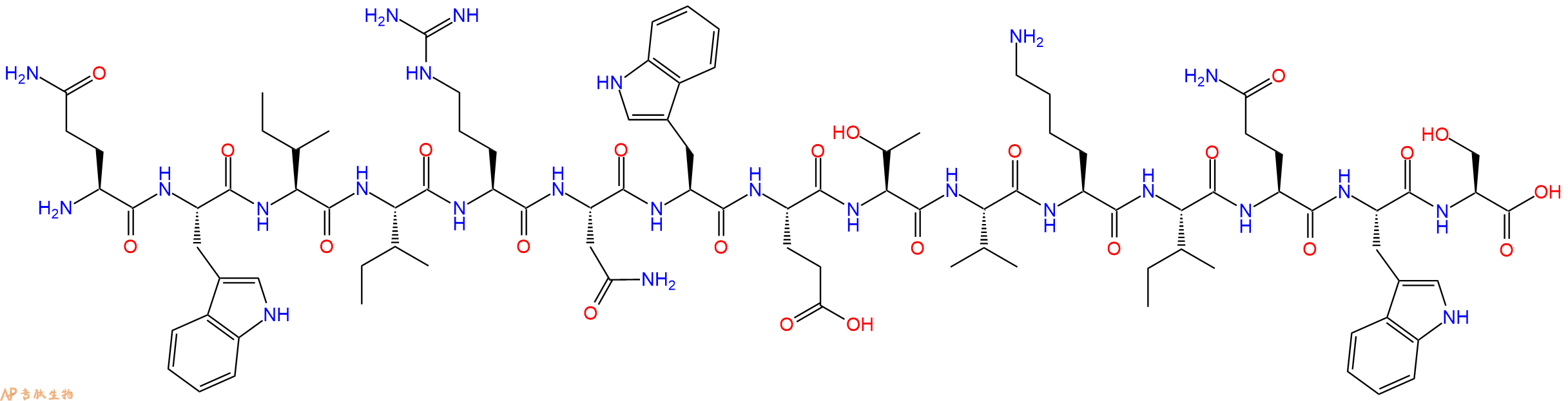 专肽生物产品H2N-Gln-Trp-Ile-Ile-Arg-Asn-Trp-Glu-Thr-Val-Lys-Ile-Gln-Trp-Ser-OH
