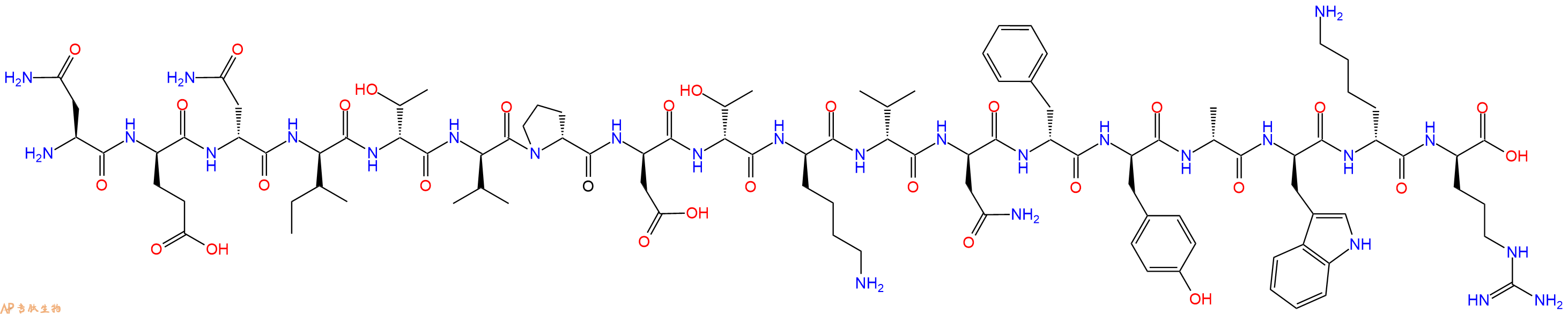 专肽生物产品H2N-Asn-DGlu-DAsn-DIle-DThr-DVal-DPro-DAsp-DThr-DLys-DVal-DAsn-DPhe-DTyr-DAla-DTrp-DLys-DArg-OH