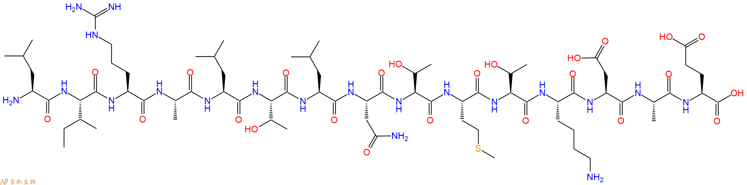 专肽生物产品H2N-Leu-Ile-Arg-Ala-Leu-Thr-Leu-Asn-Thr-Met-Thr-Lys-Asp-Ala-Glu-OH