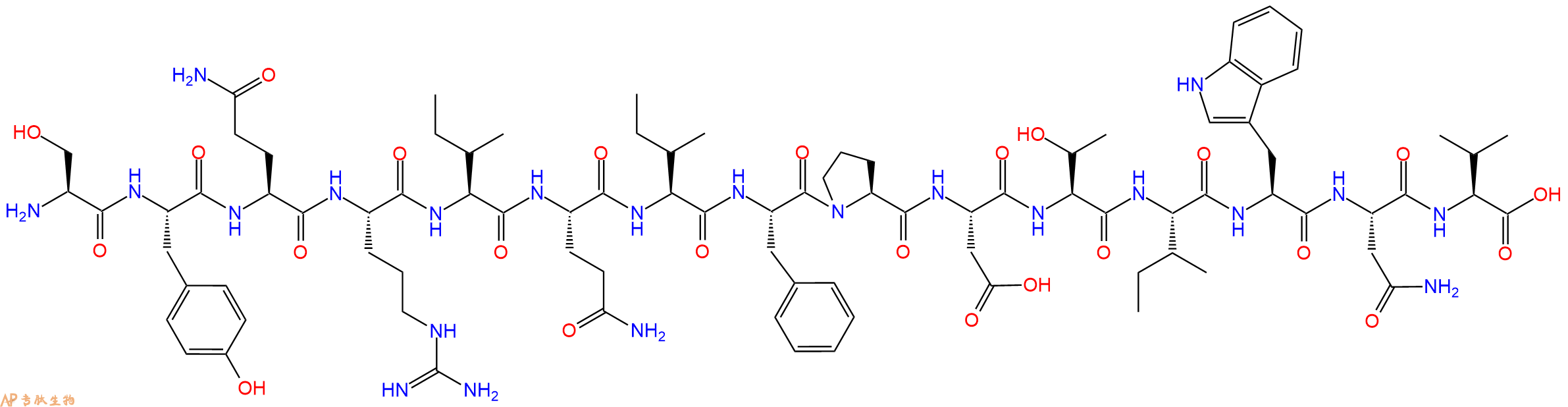 专肽生物产品H2N-Ser-Tyr-Gln-Arg-Ile-Gln-Ile-Phe-Pro-Asp-Thr-Ile-Trp-Asn-Val-OH