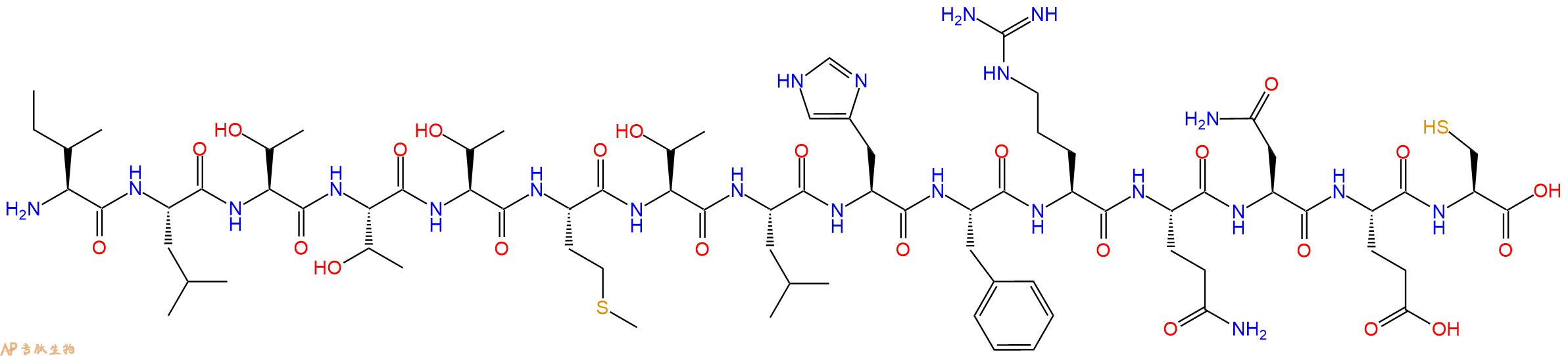 专肽生物产品H2N-Ile-Leu-Thr-Thr-Thr-Met-Thr-Leu-His-Phe-Arg-Gln-Asn-Glu-Cys-OH