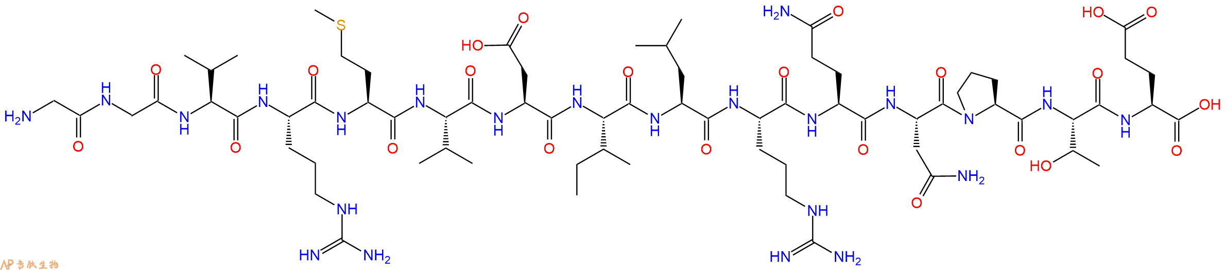 专肽生物产品H2N-Gly-Gly-Val-Arg-Met-Val-Asp-Ile-Leu-Arg-Gln-Asn-Pro-Thr-Glu-OH