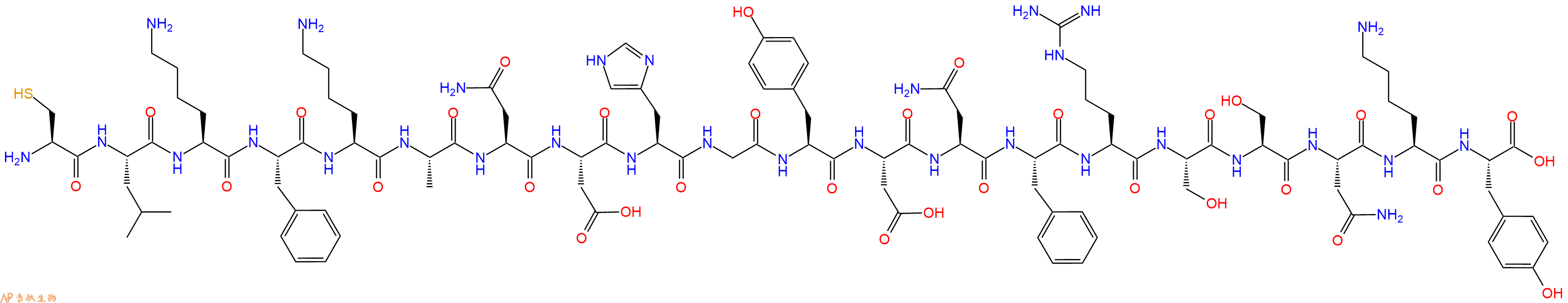 专肽生物产品H2N-Cys-Leu-Lys-Phe-Lys-Ala-Asn-Asp-His-Gly-Tyr-Asp-Asn-Phe-Arg-Ser-Ser-Asn-Lys-Tyr-OH