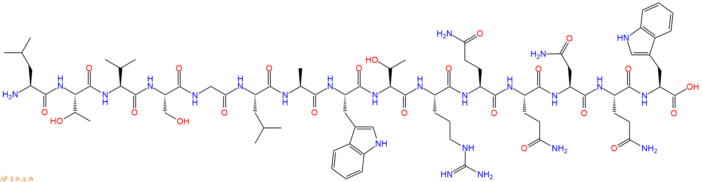 专肽生物产品H2N-Leu-Thr-Val-Ser-Gly-Leu-Ala-Trp-Thr-Arg-Gln-Gln-Asn-Gln-Trp-OH