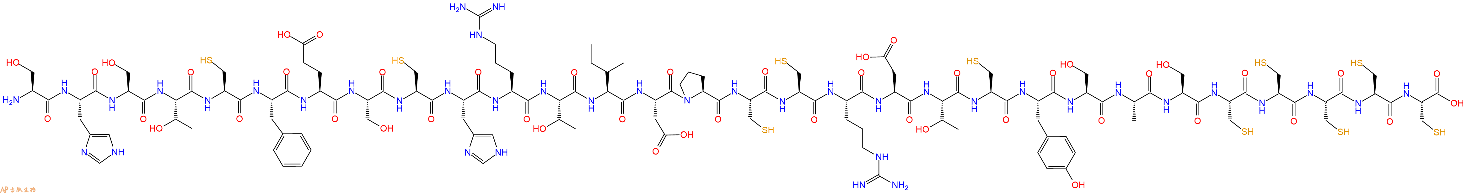 专肽生物产品H2N-Ser-His-Ser-Thr-Cys-Phe-Glu-Ser-Cys-His-Arg-Thr-Ile-Asp-Pro-Cys-Cys-Arg-Asp-Thr-Cys-Tyr-Ser-Ala-Ser-Cys-Cys-Cys-Cys-Cys-OH