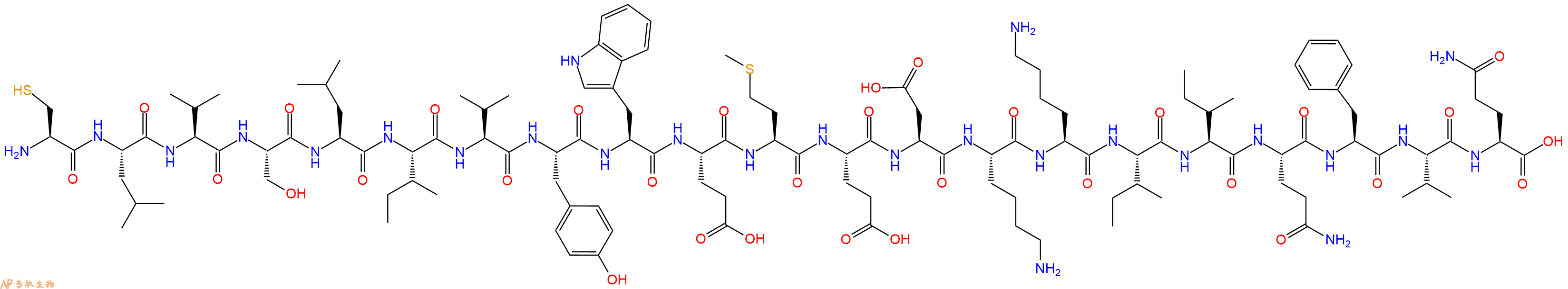 专肽生物产品H2N-Cys-Leu-Val-Ser-Leu-Ile-Val-Tyr-Trp-Glu-Met-Glu-Asp-Lys-Lys-Ile-Ile-Gln-Phe-Val-Gln-OH