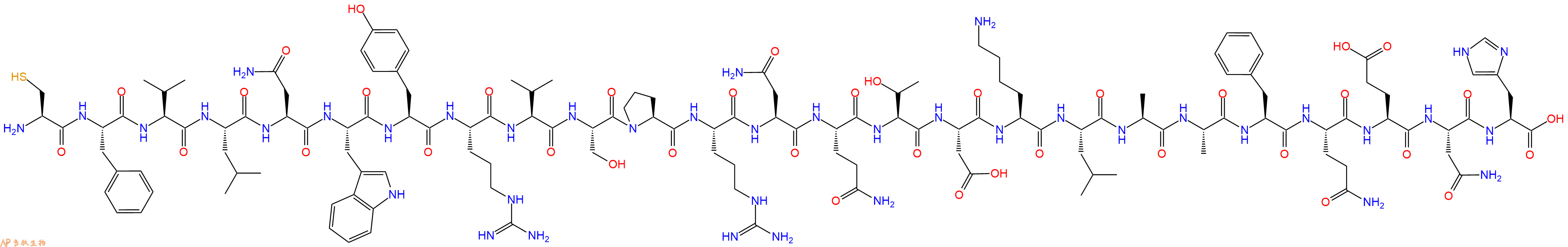 专肽生物产品H2N-Cys-Phe-Val-Leu-Asn-Trp-Tyr-Arg-Val-Ser-Pro-Arg-Asn-Gln-Thr-Asp-Lys-Leu-Ala-Ala-Phe-Gln-Glu-Asn-His-OH