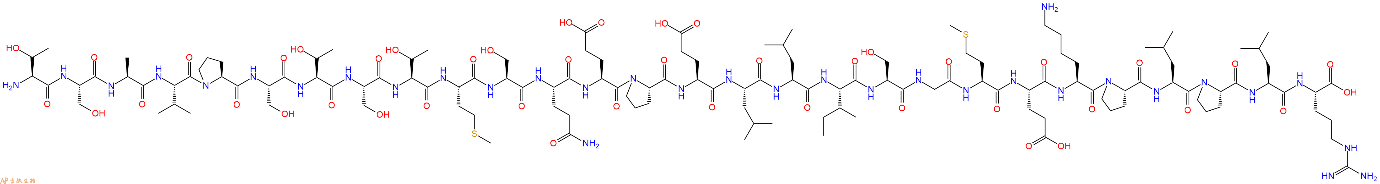 专肽生物产品H2N-Thr-Ser-Ala-Val-Pro-Ser-Thr-Ser-Thr-Met-Ser-Gln-Glu-Pro-Glu-Leu-Leu-Ile-Ser-Gly-Met-Glu-Lys-Pro-Leu-Pro-Leu-Arg-OH