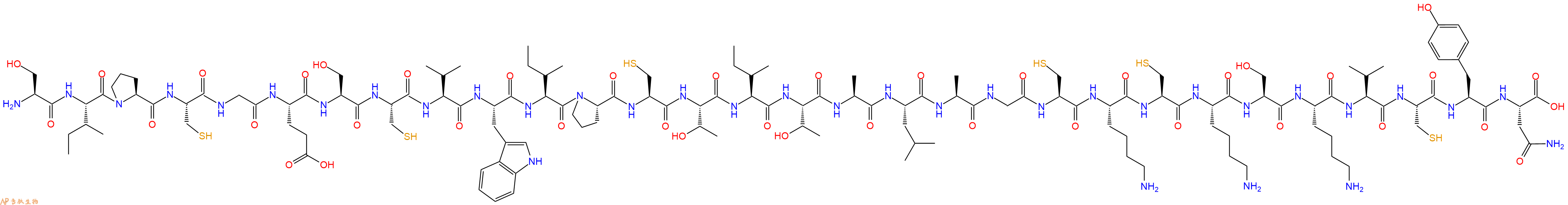 专肽生物产品H2N-Ser-Ile-Pro-Cys-Gly-Glu-Ser-Cys-Val-Trp-Ile-Pro-Cys-Thr-Ile-Thr-Ala-Leu-Ala-Gly-Cys-Lys-Cys-Lys-Ser-Lys-Val-Cys-Tyr-Asn-OH