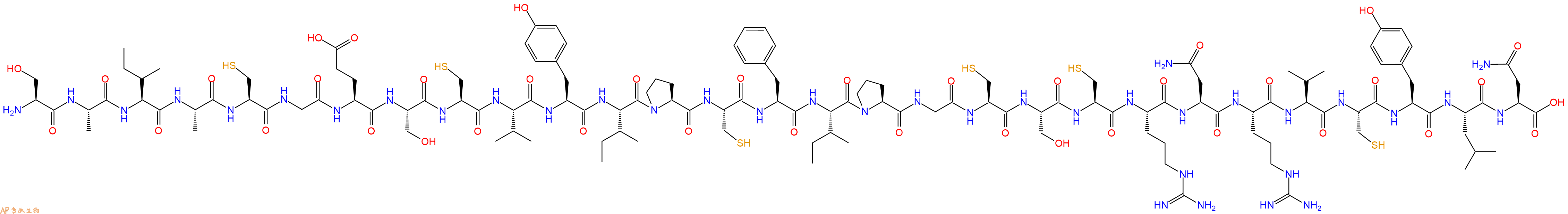专肽生物产品H2N-Ser-Ala-Ile-Ala-Cys-Gly-Glu-Ser-Cys-Val-Tyr-Ile-Pro-Cys-Phe-Ile-Pro-Gly-Cys-Ser-Cys-Arg-Asn-Arg-Val-Cys-Tyr-Leu-Asn-OH