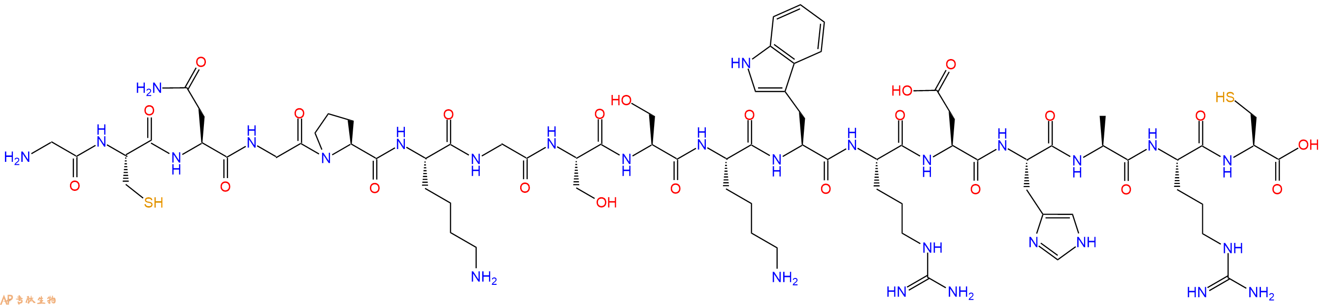 专肽生物产品H2N-Gly-Cys-Asn-Gly-Pro-Lys-Gly-Ser-Ser-Lys-Trp-Arg-Asp-His-Ala-Arg-Cys-OH